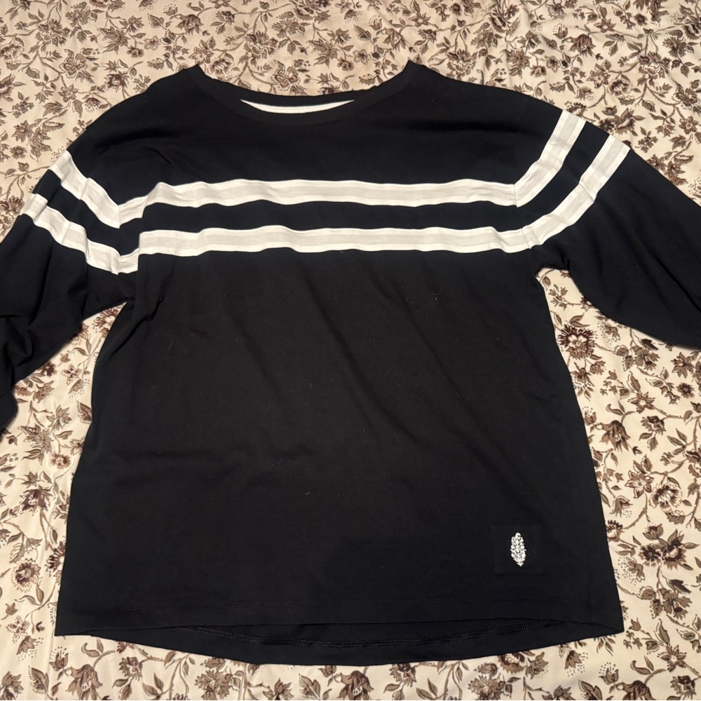 Free People Black and White Striped Top